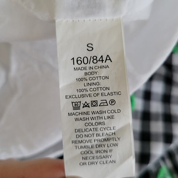 Kate Spade Gingham Voile Smocked Dress Ruffle Embroidered Women Summer Small - Picture 12 of 13